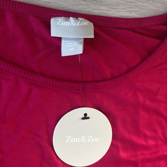 Zim & Zoe Plus Size Contrast Rib Scoop Neck Top Watermelon Size 18 Nwt - Picture 6 of 7